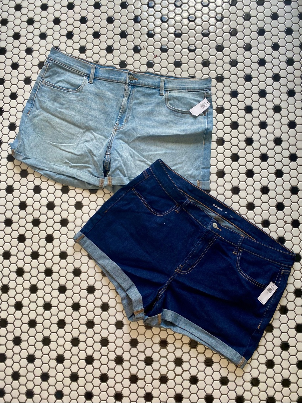 2 Pairs of Old Navy Denim Shorts - Light Blue & Dark Blue